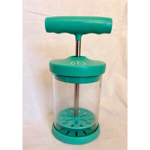 Pampered Chef Whipped Cream Maker Teal Green Manual Pump Frother 1460